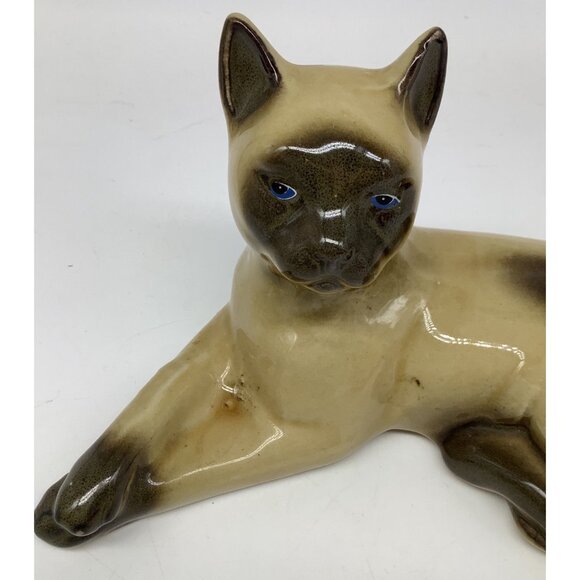 Vintage Siamese Cat Figurine Hand-Painted Ceramic 7" Brazil Collectible Home Dec - Picture 4 of 7